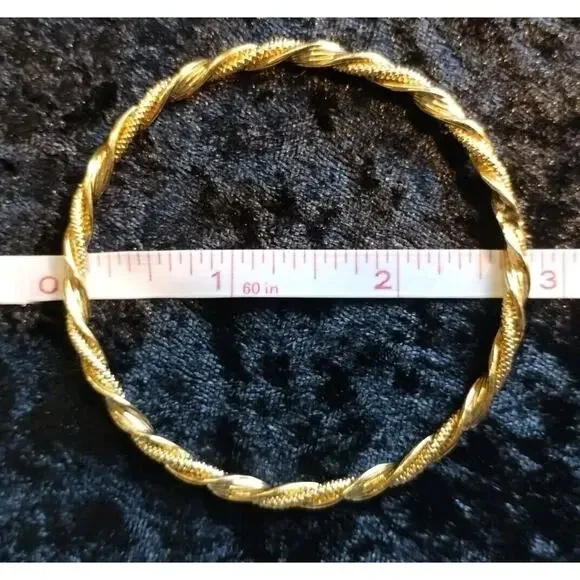 Monet Vintage Bracelet Bangles Rope & Glittery Gold Tone Metal Lot Of Two (2) - Picture 7 of 11